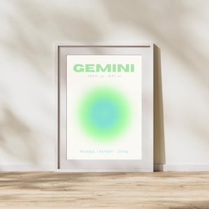 Poster del segno zodiacale Gemelli - Arte murale minimalista con oroscopo - Poster ispirato all'astrologia per un arredamento moderno