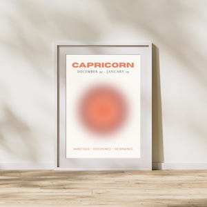 Poster del segno zodiacale Capricorno - Arte murale minimalista con oroscopo - Poster ispirato all'astrologia per un arredamento moderno