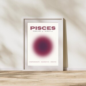 Poster del segno zodiacale dei Pesci - Arte murale minimalista con oroscopo - Poster ispirato all'astrologia per un arredamento moderno