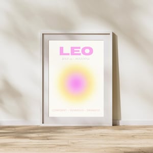 Poster del segno zodiacale del Leone - Arte murale minimalista con oroscopo - Poster ispirato all'astrologia per un arredamento moderno