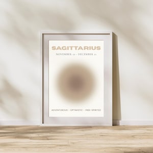 Poster del segno zodiacale Sagittario - Arte murale minimalista con oroscopo - Poster ispirato all'astrologia per un arredamento moderno