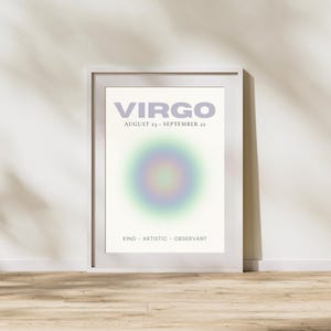 Poster del segno zodiacale della Vergine - Arte murale minimalista con oroscopo - Poster ispirato all'astrologia per un arredamento moderno