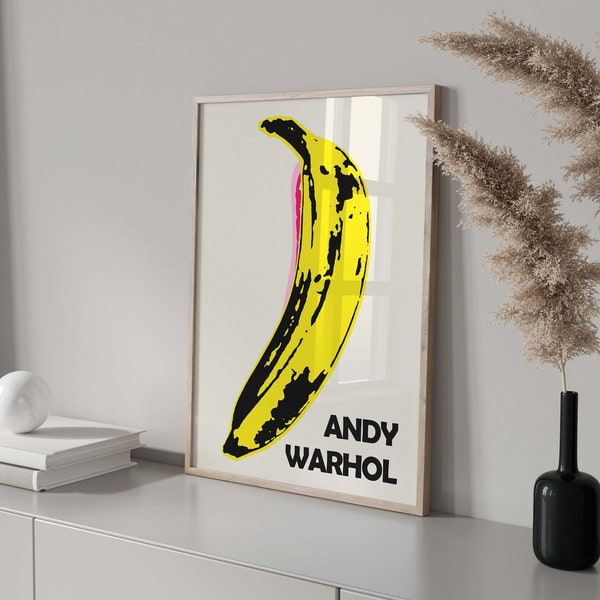 Andy Warhol Print Andy Trendy Banana Yellow Poster Digital Download Exhibition Wall Art Pop Art Print Warhol Poster Abstract Art Home Decor
