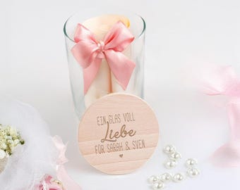 diamandi - Personalisierbares Vorratsglas mit Gravur – 880 ml Glas mit Holzdeckel – Geschenkidee Küche, Hochzeit - Glas voll Liebe