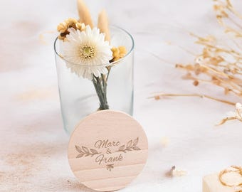 diamandi - Personalisierbares Vorratsglas mit Gravur – 880 ml Glas mit Holzdeckel – Geschenkidee Küche, Hochzeit - Ranken