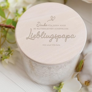 diamandi - Personalisierbares Vorratsglas mit Gravur – 880 ml Glas mit Holzdeckel – Geschenkidee Küche, Vatertag - Lieblingspapa