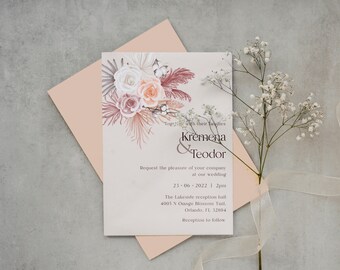 Invitación de boda bohemia / Invitación impresa o con plantilla