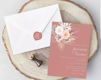 Invitación de boda bohemia / Invitación impresa o con plantilla