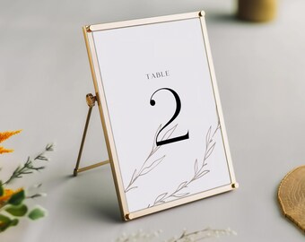 Números de mesa de boda con corona floral: Diseño moderno imprimible