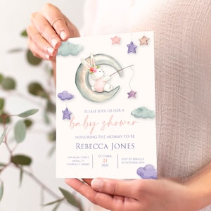 ZAPROSZENIE NA BABY SHOWER, Szablon cyfrowy, Wydrukowana karta zaproszenia