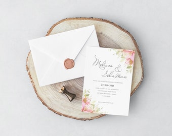 Diseño de invitación floral para boda