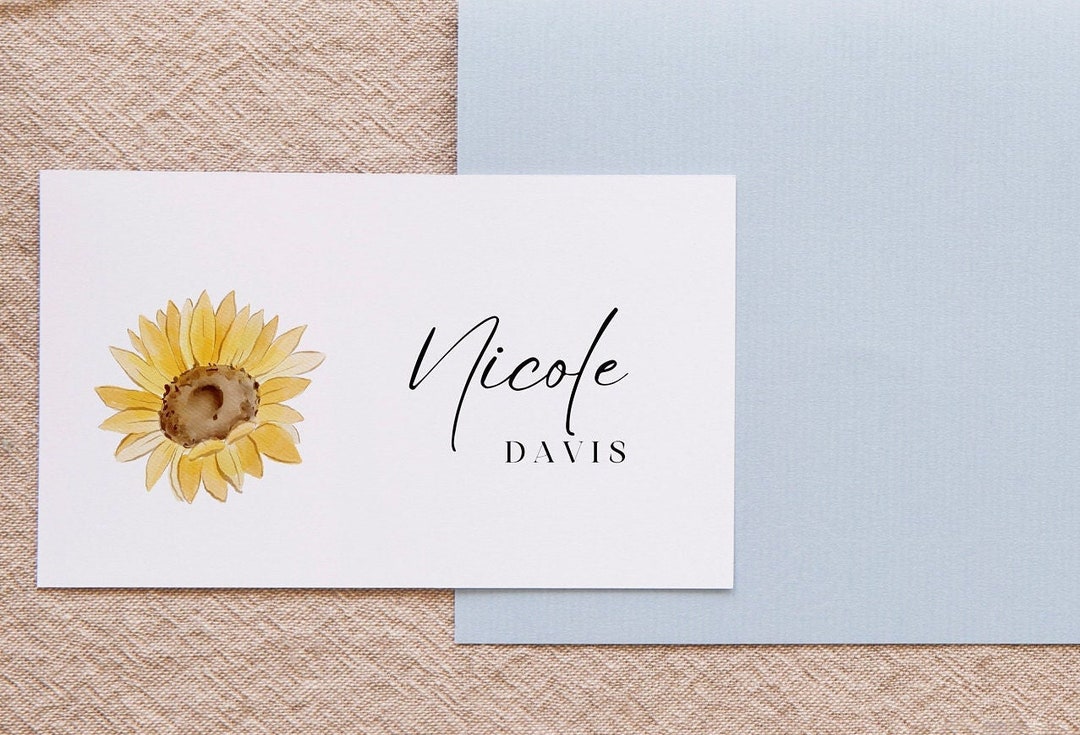 Sunflower Place Cards, Printable Place Cards, Wedding Name Cards - Etsy