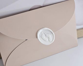 Sobre para dinero de bebé con tarjeta y sello de cera: Diseño Nube Neutra