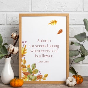 Autumn Quote Wall Art Print – Fall Leaves Poster with Inspirational Saying | Cozy Seasonal Home Decor