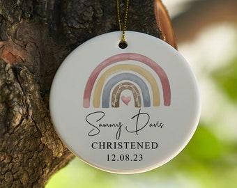 Personalised Christening Ornament, Rainbow Christening Keepsake, Christening Gifts, Personalised Christening Gifts for Boys, for Girls