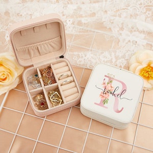 Custom jewelry box, Personalized Jewelry Box, Wedding Party Gifts, Bachelorette Gift, Maid of Honor Gift, Travel Jewelry Case, Gift for Her