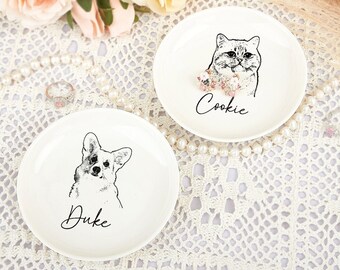 Pet Portrait Ring Dish, Ceramic Trinket Tray, Pet Lover Gift, Dog Mom Gift, Jewelry Holder, Mother's Day Gift for Mum, Best Friend Gift
