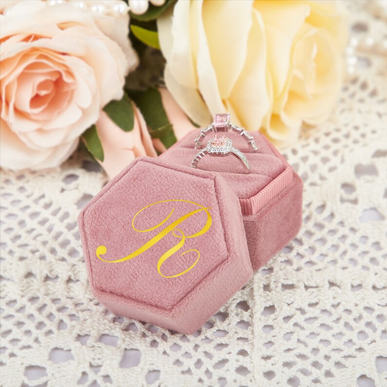 Personalized Velvet Ring Box, Proposal Ring Box, Birthday Gifts, Valentine's Day gift, Engagement Ring Box, Anniversary Gifts, Gift for Her image 5