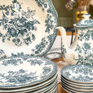 English Enoch Wedgwood service part - Asiatic Pheasants blue-grey model