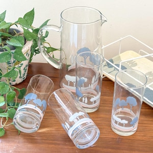 Vintage 70s Lemonade Set - Carafe, Glasses, Tray, Basket