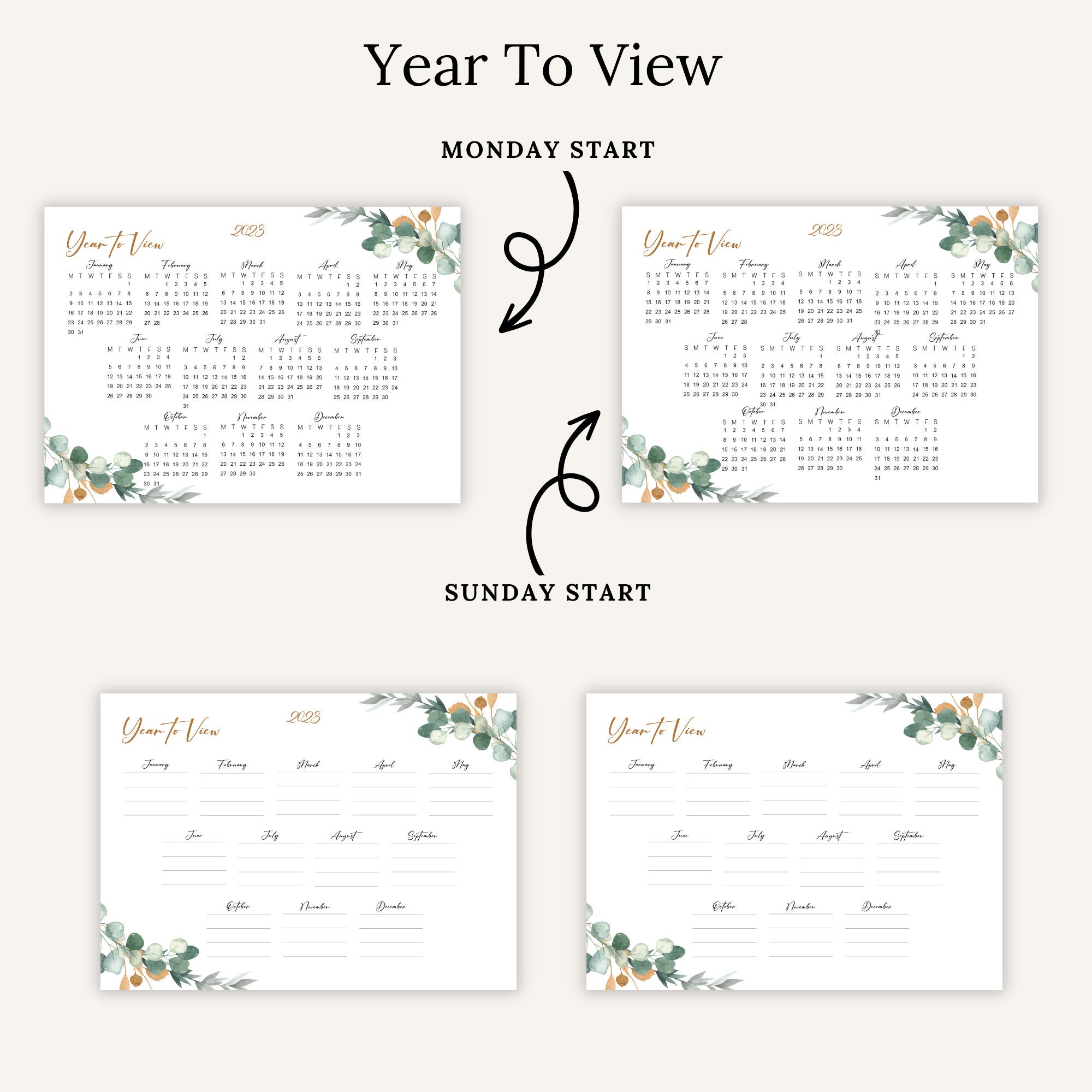 A4 landscape calendars for 2023 including year to view etsy australia