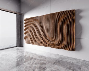 Decoración mural paramétrica V1 / Archivos de corte CNC de madera ondulada (descarga digital)