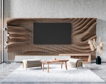 Parametric Wavy Wall Decor V4 Cut Files Wavy Wooden Wall Decor svg dxf eps png / TV unit / CNC files for cutting |#145|
