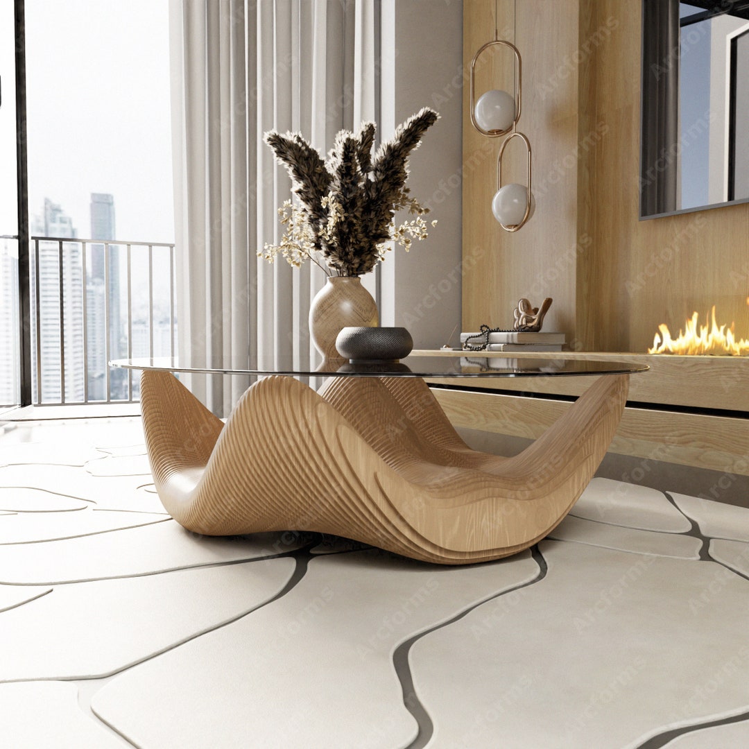 Wavy Table. File Parametric Table Wavy CNC Cut Files Art Decor Wavy Wooden Table Decor ...