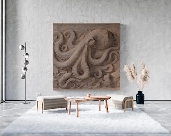 Parametric Wall Sculpture Decor Octopus DIY Plans Woodworking Wavy Wooden Wall svg dxf eps png / Cut Files / CNC files for cutting |#90|