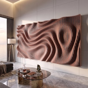 Parametric Wall Art Decor V8 Cut Ready Wavy Wooden Wall Decor svg dxf eps png / TV unit / CNC files for cutting |#14|