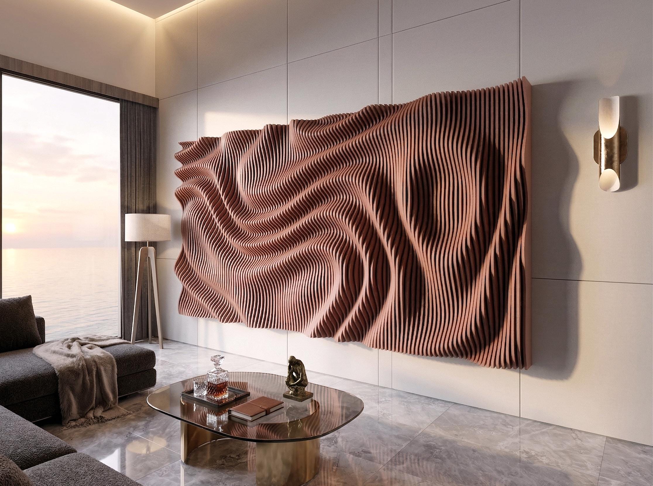 Parametric Wall Art Decor V8 Cut Ready Wavy Wooden Wall Decor Svg