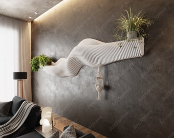 Parametric Wavy Wooden Shelf Design Wall Cut Files CNC Art Decor Shelf CNC Wall Decor Art |#69|