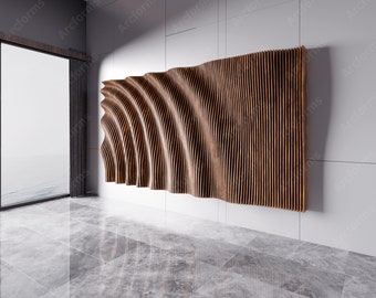 Decoración de pared de madera ondulada / Archivos CNC paramétricos (svg, dxf, eps, png)