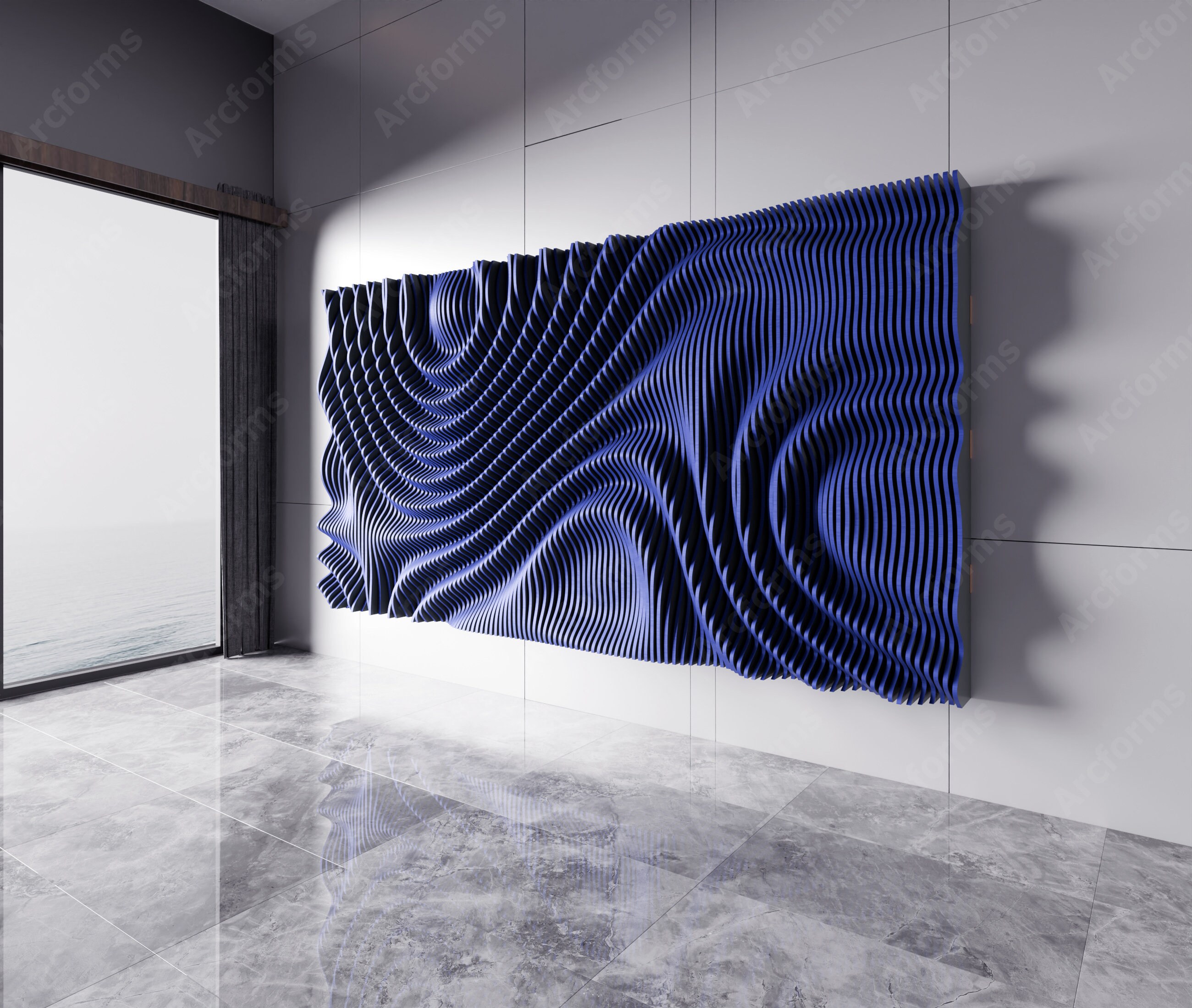 Parametric Wavy Wooden Wall Decor , 3D Parametric Wave Wood for ...