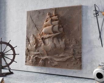 Battleship Parametric Wall DIY Plans Woodworking Cut Files / CNC files for cutting |#93|