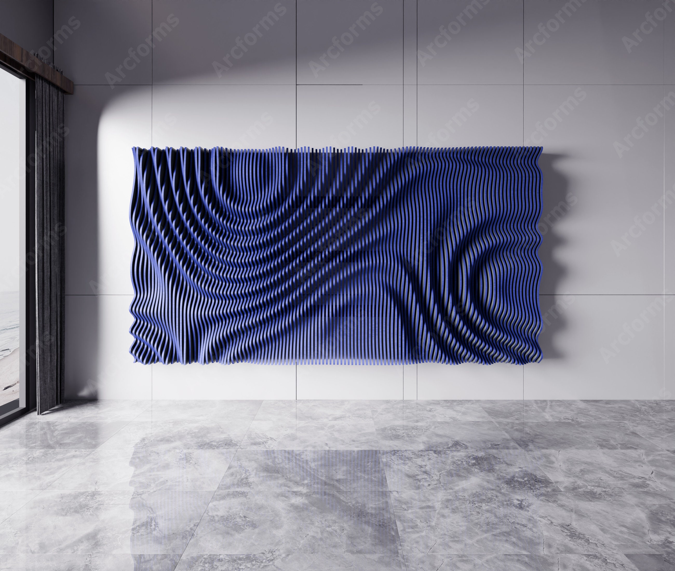 Parametric Wavy Wooden Wall Decor , 3D Parametric Wave Wood for ...