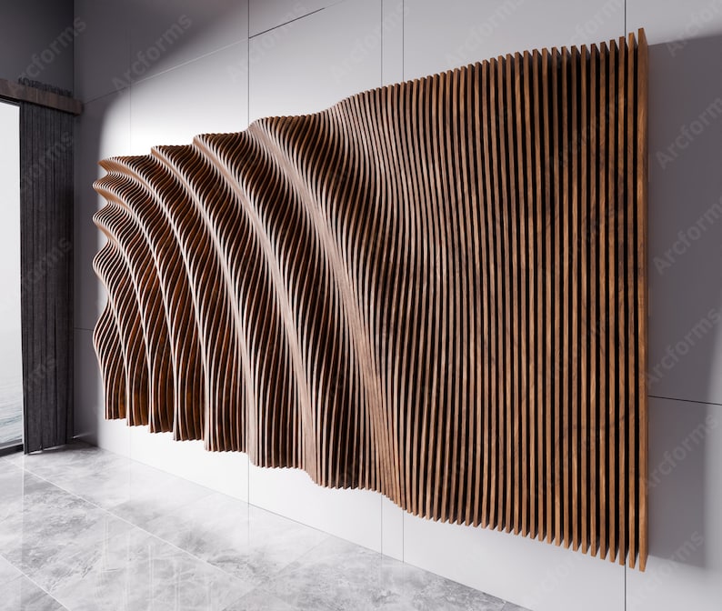 Wavy Wooden Wall Decor | Parametric CNC Files (svg, Dxf, Eps, Png) - Etsy