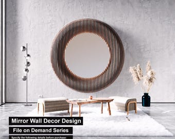 Mirror Wall Design CNC Diy Woodworking Plans Files On Demand Series Parametric Wavy Wooden Wall svg dxf / TV unit / CNC files for cutting