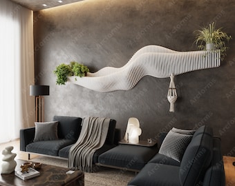 Wavy Wooden Wall Shelf Cut Files | CNC Parametric Decor (Digital Download)
