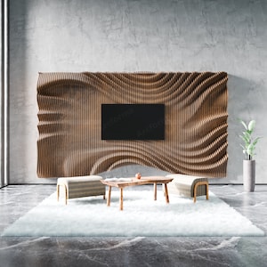 Parametric Wavy Wall Decor V1 Cut Files Wavy Wooden Wall Decor svg dxf eps png / TV unit / CNC files for cutting |#1|