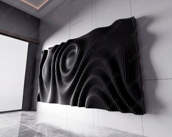 Parametric Wall Art Decor V7 Wavy Wooden Wall Decor Svg Dxf Eps