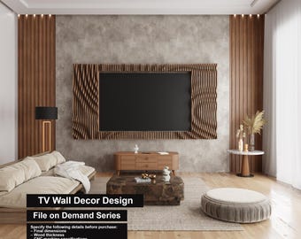 Tv Wall Design CNC Diy Woodworking Plans Files On Demand Series Parametric Wavy Wooden Wall svg dxf / TV unit / CNC files for cutting