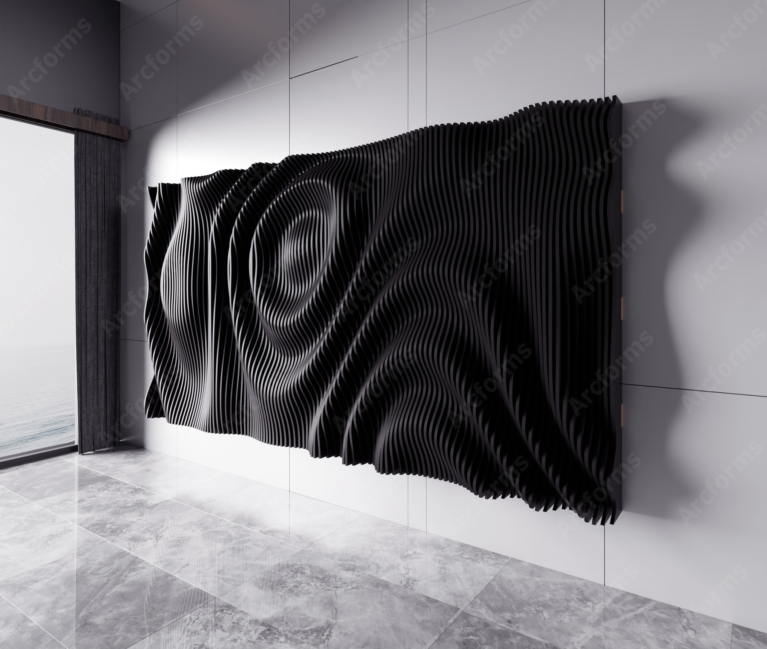 Parametric Wall Art Decor V7 Wavy Wooden Wall Decor Svg Dxf Eps