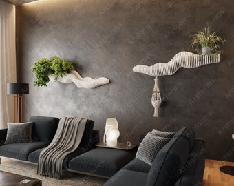 Organic Wavy Wooden Shelf | Parametric Wall Decor Cut Files (Digital Download)