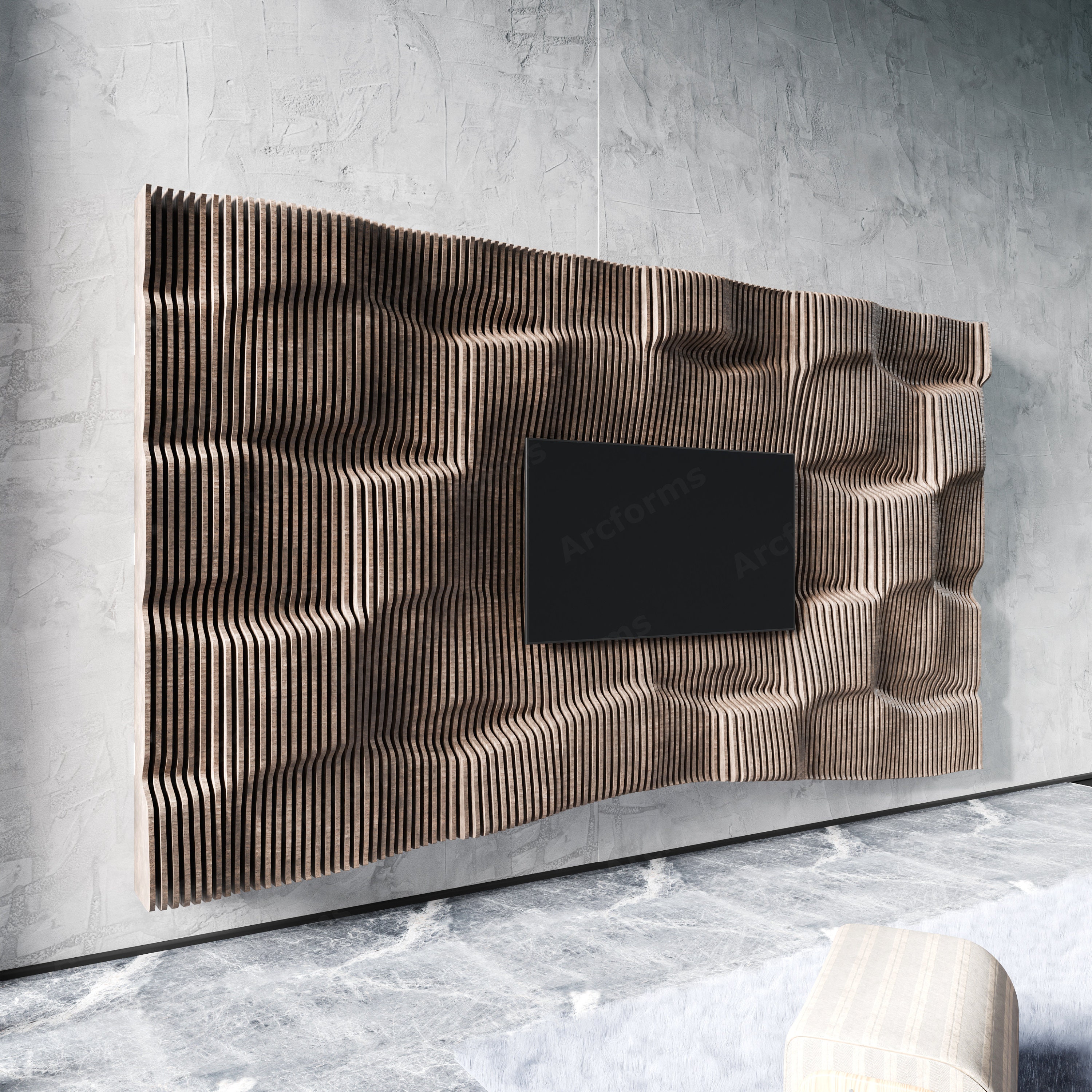 Parametric Wavy Wall Decor V2 Cut Files CNC Wavy Wooden Wall Decor Svg ...