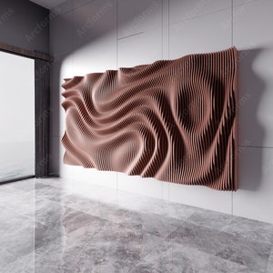 Parametric Wall Art Decor V8 Cut Ready Wavy Wooden Wall Decor svg dxf eps png / TV unit / CNC files for cutting |#14|