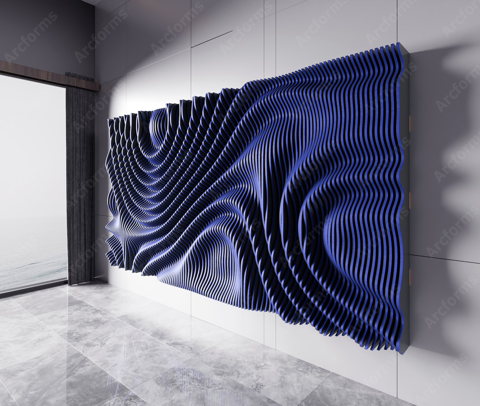 Parametric Wavy Wooden Wall Decor , 3D Parametric Wave Wood for ...