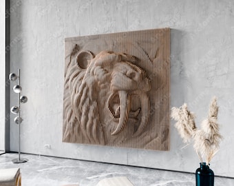 Parametric Wall Sculpture Sabertooth DIY Plans Woodworking Wavy Wooden Wall svg dxf eps png / Cut Files / CNC files for cutting |#116|