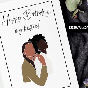 Biglietto digitale di buon compleanno, biglietto di download istantaneo, biglietto di auguri scaricabile e stampabile, biglietto digitale minimalista e illustrato