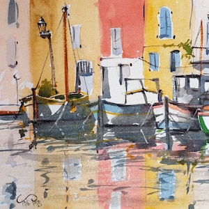 Miroir aux oiseaux, France - acquerello originale - artwork, arte, pittura, Provence